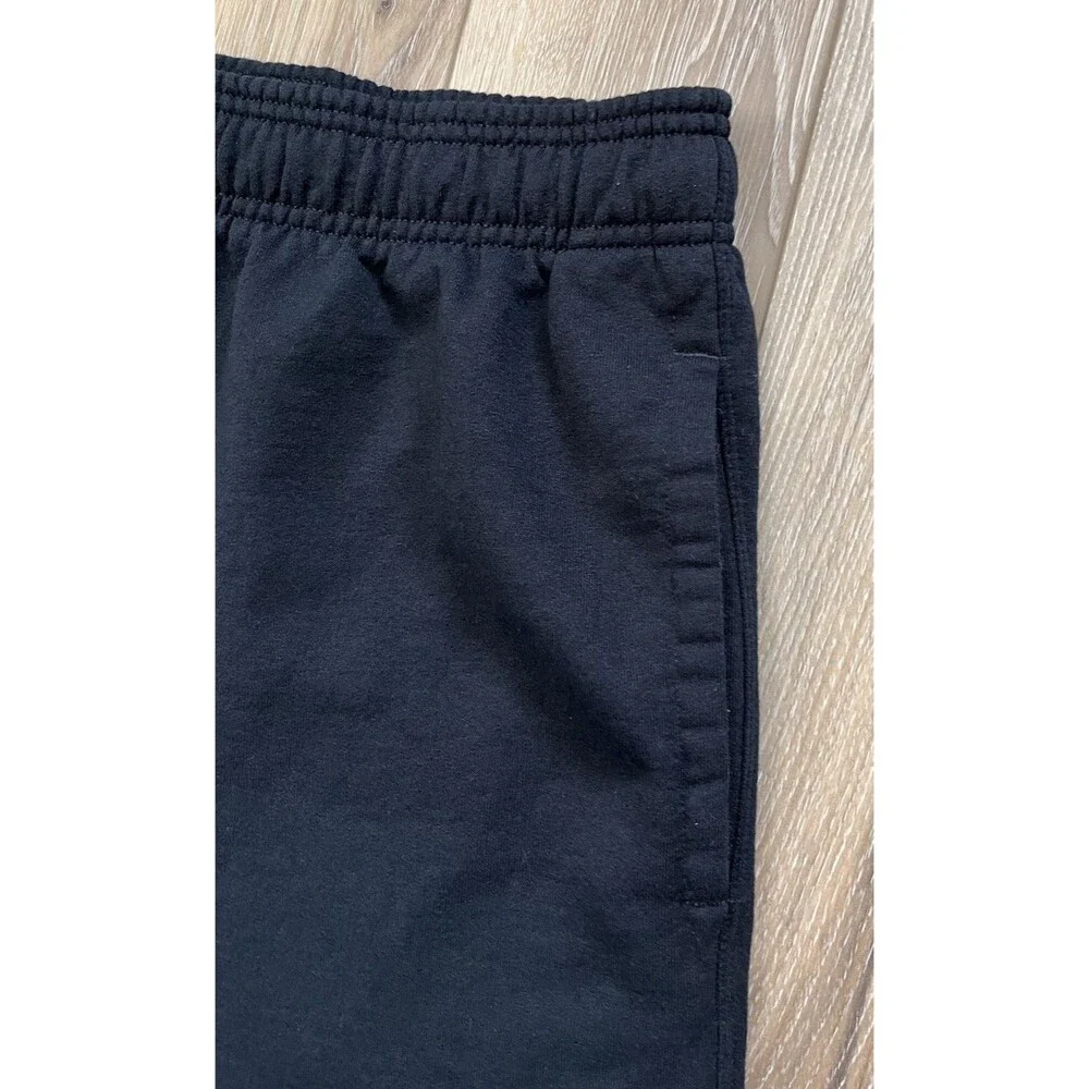 Champion Men’s Fleece Shorts Sz L Black Vertical Script Logo Drawstring Athletic